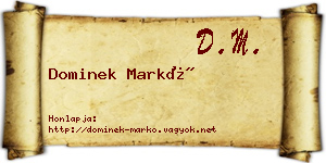 Dominek Markó névjegykártya